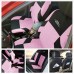 Full Car Seat Covers Set Universal Polyester Fabric Auto Protect Covers Car Seat Protector Pink for Women Girls