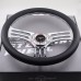 14Inch 350mm Universal Leather+Aluminum Chrome Spoke Racing Sport Car Classic Steering Wheel