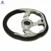 320mm Universal PU Leather Racing Sports Auto Car Steering Wheel with Horn Button 12.5 inches Chrome