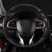 DIY Black Genuine Leather Suede Carbon Fiber Car Steering Wheel Cover For Honda Civic 10th Gen 2016 2017 2018