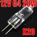 10/20/40PCS Super Bright G4 Halogen Light Bulb 20W Halogen G4 DC12V 2800K Warm White Indoor Clear JC Type Halogen G4 Lamp