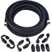6AN 3/8" PTFE E85 Hose Braided Fuel Injection Line Fitting Kit 16FT Nylon Stainless Steel Black Bundle with 6AN Fuel Hose Separator Clamp