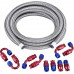 10AN 5/8" PTFE E85 Hose Braided Fuel Injection Line Fitting Kit 16FT Stainless Steel Silver Bundle with 10AN Fuel Hose Separator Clamp